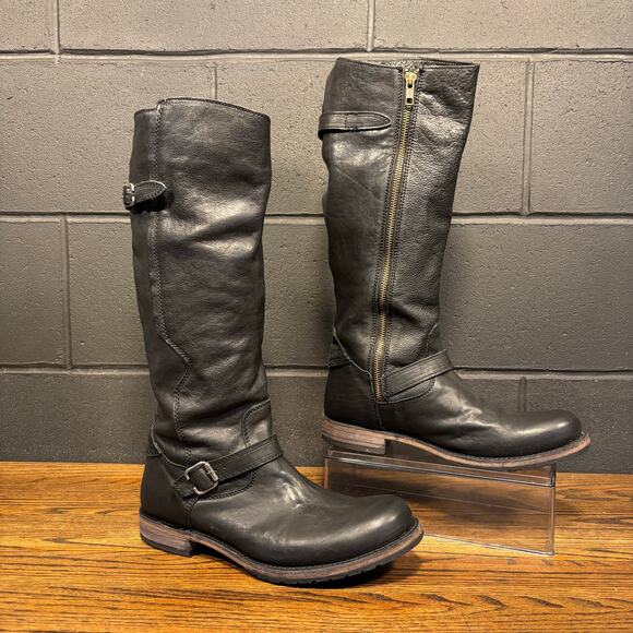 Liberty Black Women’s Black Leather Riding Boots Size 9.5 Handmade Mexico Zip - Picture 1 of 13